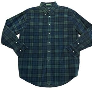 Vintage James Mcleith Navy/Green Blackwatch Plaid Corduroy Shirt in Mens Large